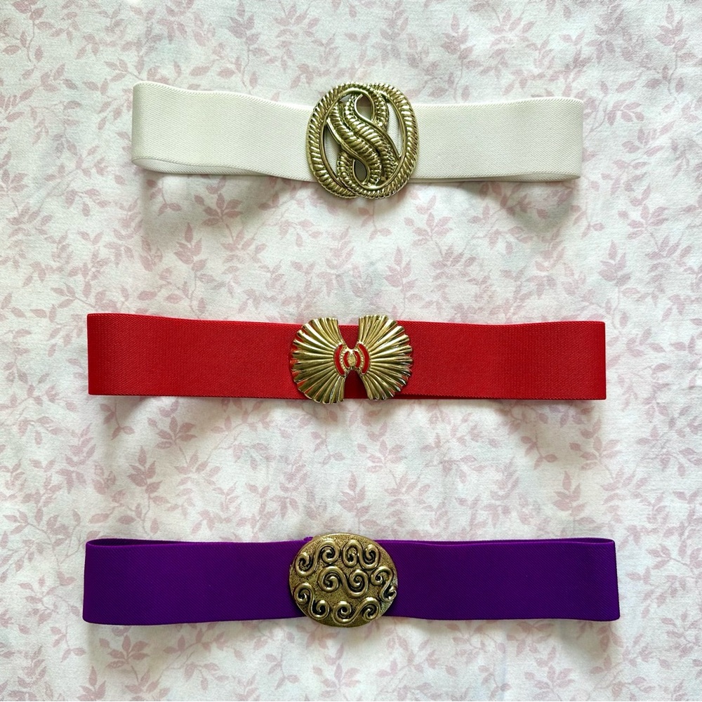 Set of 3 Vintage Belts with Decorative Buckles